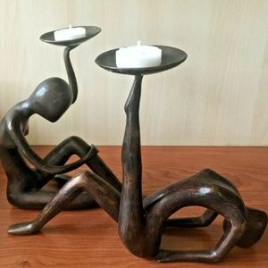 ART Decor Candlestick Lady Bronze